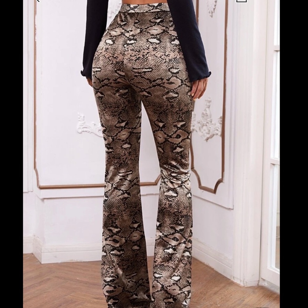Shein Snakeskin Print High-Rise Flare Pants
